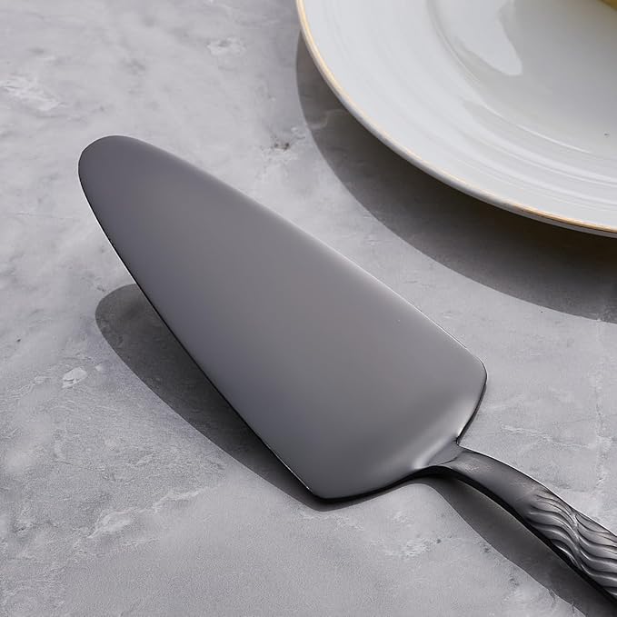 Black Cake Cutting Set, Stainless Steel Cake Knife and Server Set, Cake Pie Cutter Set for Wedding, Birthday, Party