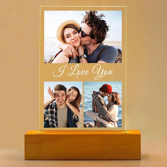 Personalized Anniversary Couple Gifts for Women & Men, Custom Picture Frames with Photo, Personalized Photo Frame with Night Light, Custom Birthday Gifts for Her Him Girlfriend Boyfriend