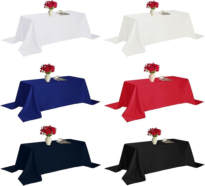 Fokitut 6 Pack Rectangle Tablecloth, 60x102 Inch, Stain Resistant and Wrinkle Polyester Table Cloth, Fabric Table Cover for Kitchen Dining, Wedding, Party, Holiday Dinner-Blue Mist