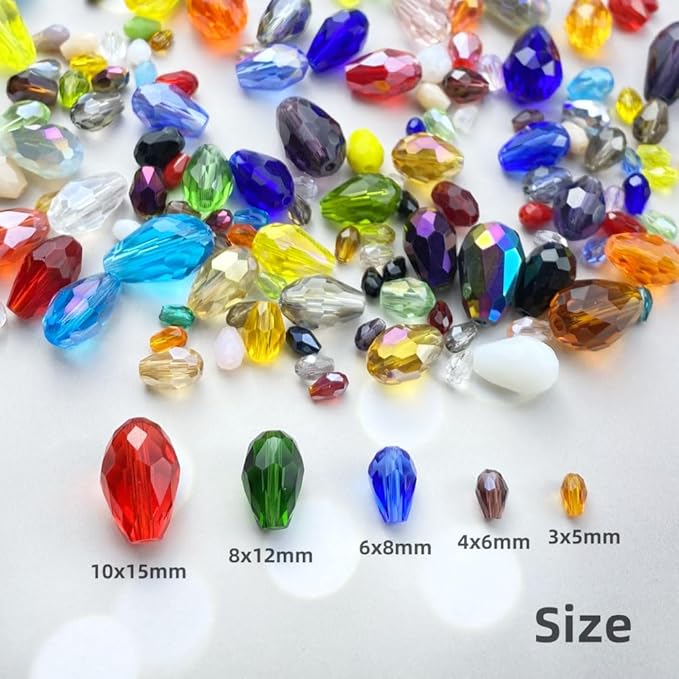 70pcs 8x12mm Teardrop Crystal Glass Beads Vertical Hole Faceted Loose Spacer Beads for DIY Craft Jewelry Making Necklace Bracelet Earring Wind Chimes(Red Series)
