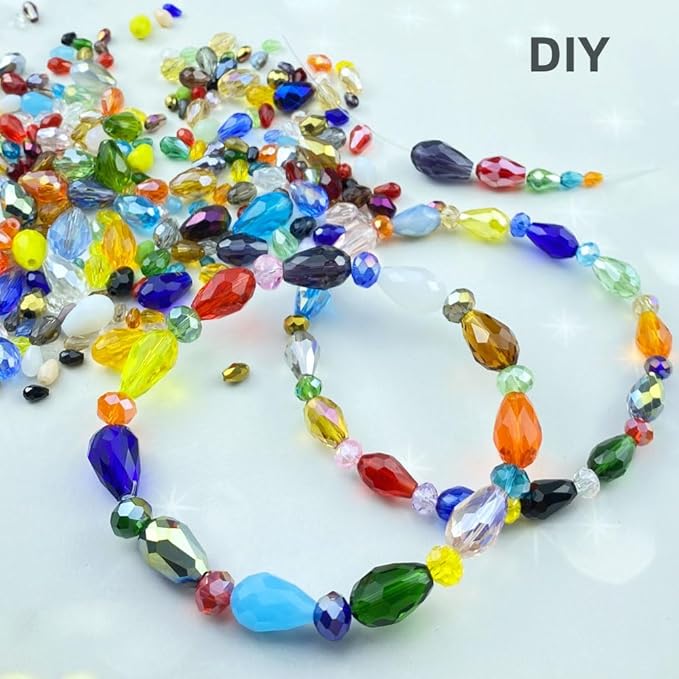 200pcs 3x5mm Teardrop Crystal Glass Beads Vertical Hole Faceted Loose Spacer Beads for DIY Craft Jewelry Making Necklace Bracelet Earring Wind Chimes(Black Series)