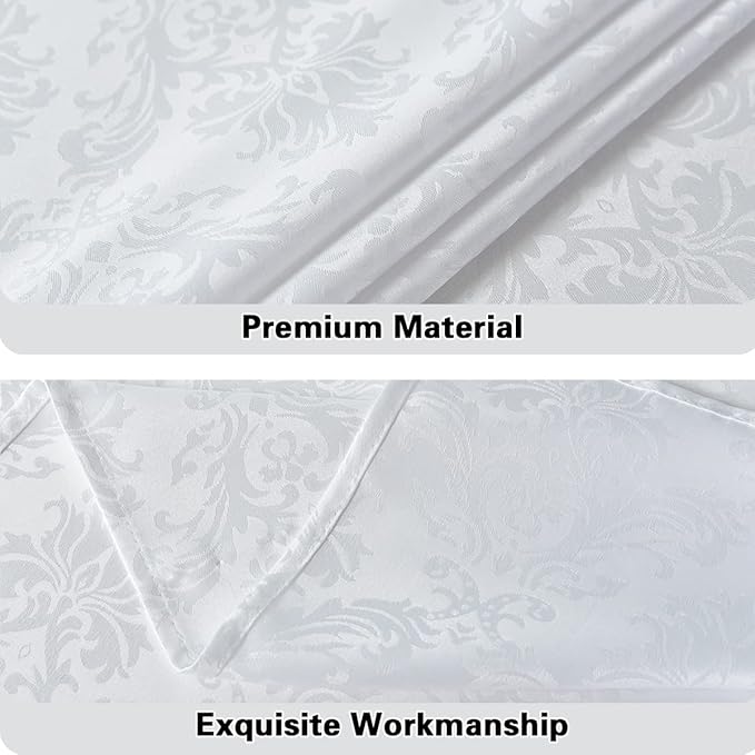 SASTYBALE White Tablecloth Square 52 x 52 Inch Jacquard Damask Table Cloth, Spill Proof Wrinkle Free Polyester Table Cloths, Washable Tables Cover for Kitchen Dining, Party, Indoor, Outdoor