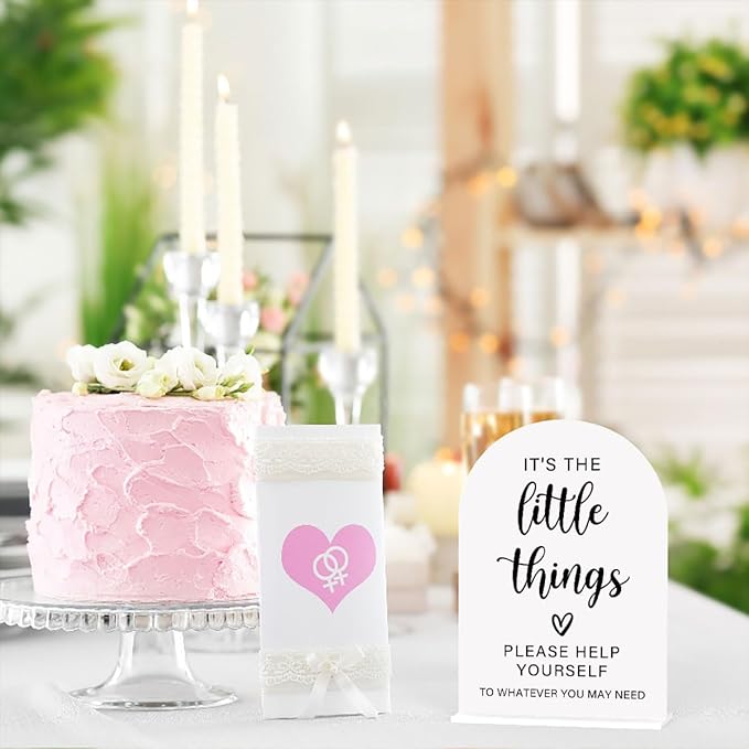 Acrylic Wedding Sign, Bridal Shower Decorations, It's the Little Things Sign for Ceremony, Modern Font Table Signs, Acrylic Table Top Signs for Wedding Reception and Event Party (White)