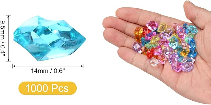 uxcell 1000pcs Fake Ice Rocks, Dazzling Clear Resin Crushed Ice Sparkling Fake Diamonds Gem Stones for Vases Fillers Table Scatter, Theme Party Favors, Light Blue