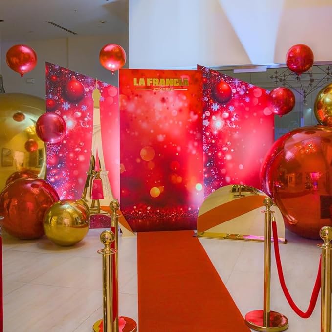 6 PCS Red Mirror Balls Inflatable Beautiful Decorative Spheres for Events & Gardens - Easy Setup & Storage