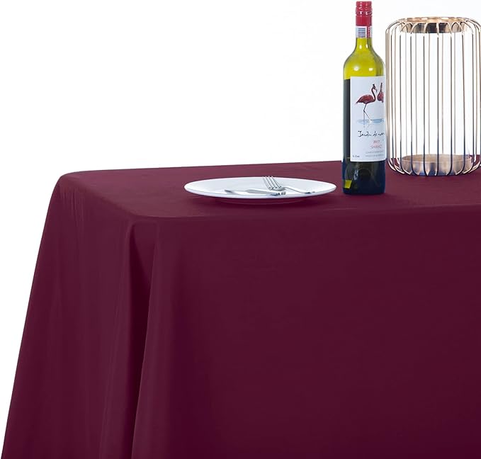 Ascoza 2pack 90x156 Inch Burgundy Rectangular Tablecloth 6 Feet Table Cloth in Polyester Fabric for Wedding/Banquet/Restaurant/Parties