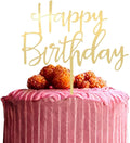 Premium Acrylic Happy Birthday Cake Topper Gold, Mirror Finish, 6x6 Inches, 2.5mm Thick, Handmade Decorative Party Celebration Topper with Protective Film Perfect Keepsake