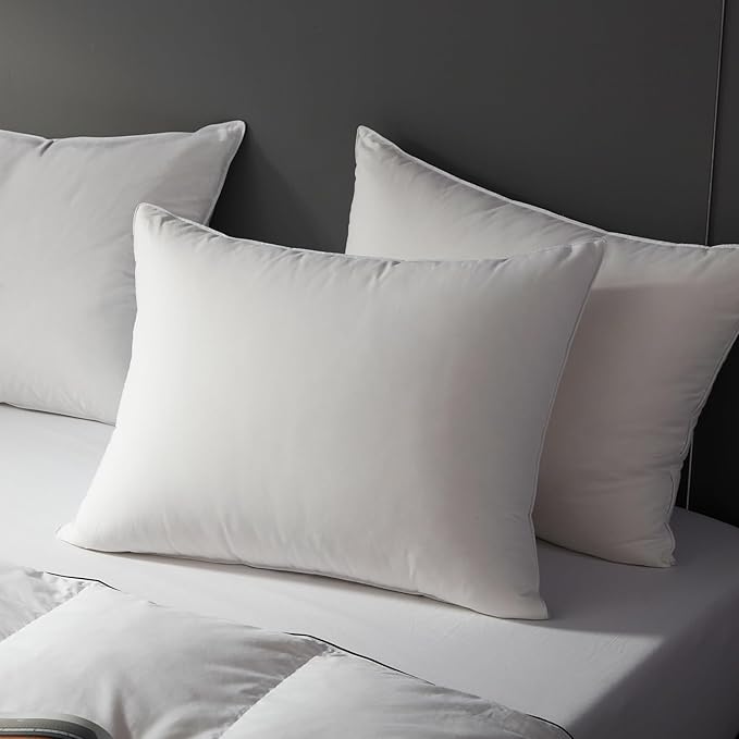 Globon Ultra Soft Down Pillow Queen Size, All Down Filled Bed Pillow for Sleeping, 100% Cotton Shell 500 Thread Count, Soft Hotel Collection Down Feather Pillow 20" x 30" 1 Pack