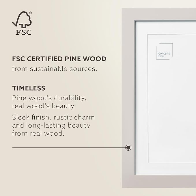 Opposite Wall - 24x36 in - Real Wood Grey Picture Frame - Lightweight, Versatile & Shatterproof - Large Wall Hanging Photo or Poster Frame - Wall Decor for Office, Gallery & Home