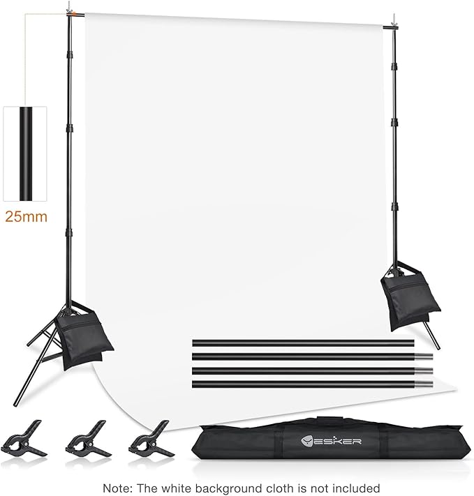 Yesker 10 X 10 ft Photo Video Studio Background Support Stand, Adjustable Heavy Duty Photography Backdrop Support System Kit for Photoshoot Party Video Creator