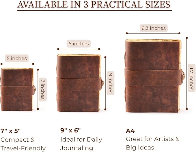 NomadCraftsCo. Vintage Leather Journal - Lock Closure, Book of Shadows Journal, Grimoire Journal, Witch Journal, Vintage Journal 240 pages Antique Deckle Edge Paper
