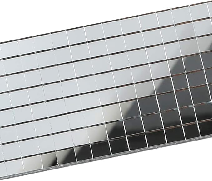 PP OPOUNT 9440 PCS Self Adhesive Mirror Mosaics Sheets, 5 x 5 mm Silver Mirrors Mosaic Square Glass for Craft,Home Decorations