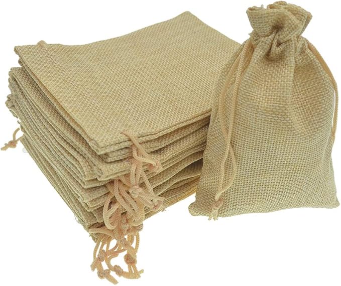 20Pcs Drawstring Burlap Bags 5x7, Flaxen Jute Sacks Jewelry Candy Pouch Christmas Wedding Party Favor Gift Bags
