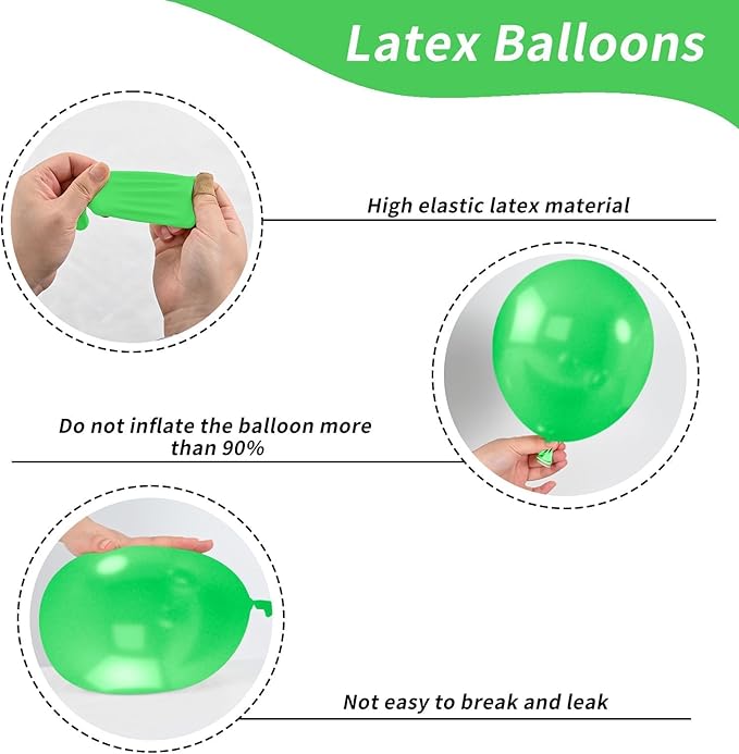 Purple and Green Balloons, 52 PCS 12 Inch Metallic Chrome Purple Light Green Black Latex Balloons with Black Green Confetti Balloons for Boys Girls Birthday Party Baby Shower Decorations