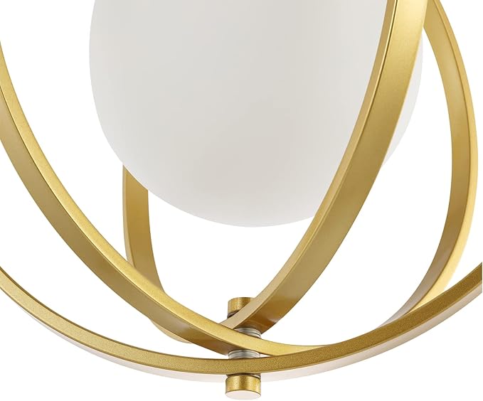 Gold Orb Chandelier 1 Light Globe Pendant Light Fixtures with White Globe Glass Lampshade Hanging Ceiling Light for Dining & Living Room, Bedroom, Foyer and Kitchen Island