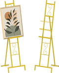 Skcoipsra 2 Pack Gold Easel Stand, 3 Tier Adjustable Larger Wedding Welcome Sign Holder, Art Poster Display Stand Free Standing with Chain, 17x17x58 Inch