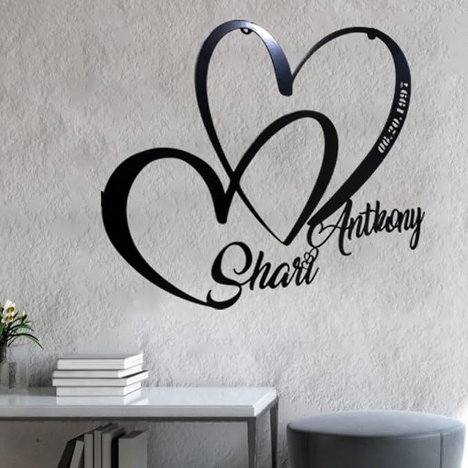 NAZENTI Personalized Metal Sign Heart Gift For Couple, Wedding Gift, Family Name Sign, Outdoor Name, Anniversary, Home Decor, Front Door