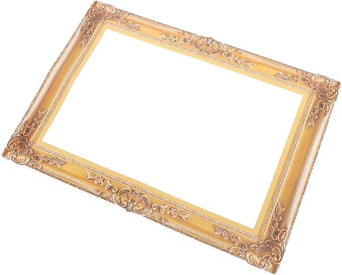 Vintage Decor Gold Photo Booth Frame Prop Antique Looking Cardboard Picture Frame Cutouts Graduation Photo Frame DIY Selfie Frame for Wedding Birthday Carnival Party Wedding Decor