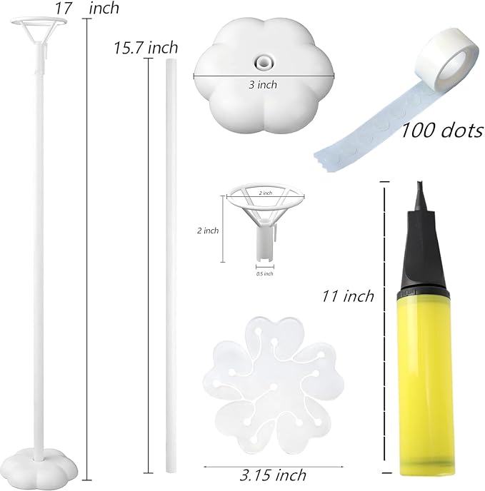 Balloon Stand Kit, 15 pack Balloon Stick Holder with Base for Table Top Centerpiece Party Decoration, Reusable Balloon Column Stand Suit for Happy Birthday/Graduation/Wedding Parties