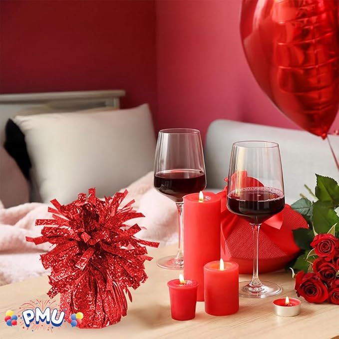 PMU 6 Pcs Kisses Balloon Weights - Decorative Balloon Weight for Christmas, Thanksgiving, Birthday, Party Favors, Wedding & Baby Shower - 6oz. Red, Pkg/6