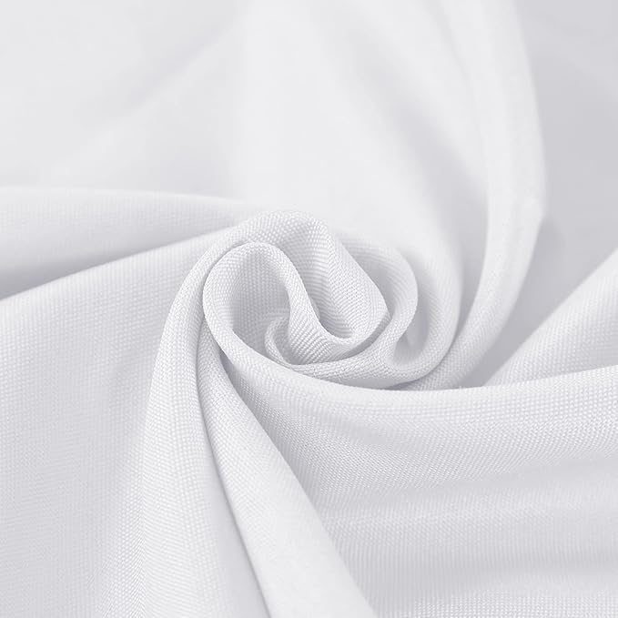 Fokitut 12 Pack Waterproof Round Tablecloth, 132 Inch, Stain Resistant and Wrinkle Polyester Table Cloth, Fabric Table Cover for Kitchen Dining, Wedding, Party, Holiday Dinner-White