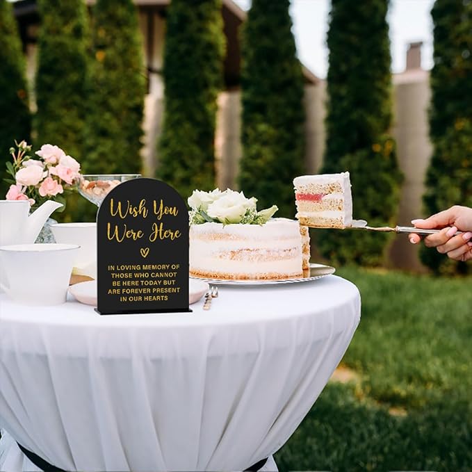 Acrylic Wedding Sign, Bridal Shower Decorations, Wish You Were Here Sign for Ceremony, Modern Font Table Signs, Acrylic Table Top Signs for Wedding Reception and Event Party (Black Gold)