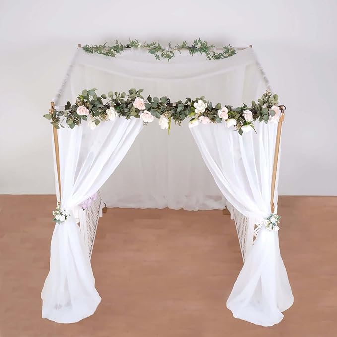 Tableclothsfactory 10ft | 4 Post Gold Metal DIY Photography Backdrop Stand, Wedding Arch Canopy Tent