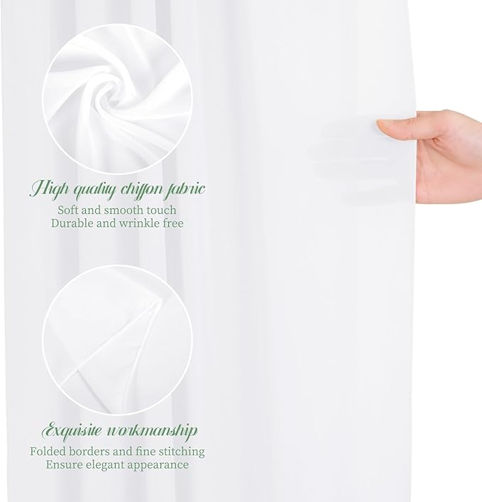 4 Panels White Polyester Wedding Arch Draping Fabric, 28x20 feet Each, Sheer Chiffon Curtain Arbor Drapery Ceiling Drapes for Party Decor