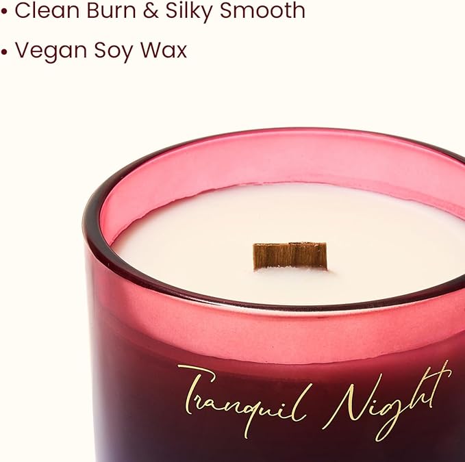 M&SENSE 9.88oz Natural Soy Wax Jar Candle with Wooden Wick | Midsummer Night Scent | 55-Hour Burn & Long-Lasting Burn | Housewarming Gift for Men and Women
