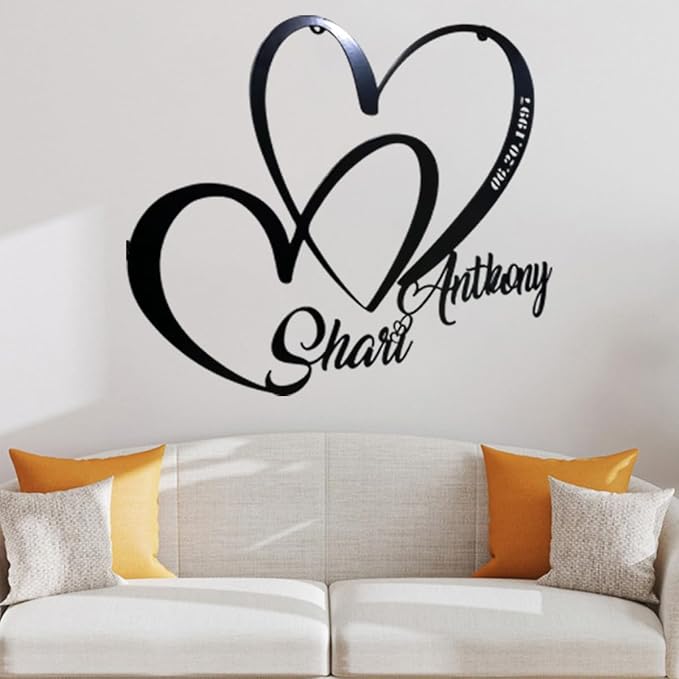 NAZENTI Personalized Metal Sign Heart Gift For Couple, Wedding Gift, Family Name Sign, Outdoor Name, Anniversary, Home Decor, Front Door
