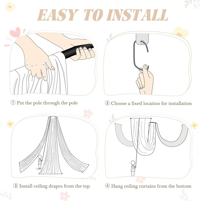 Ceiling Drapes Wedding Arch Draping Fabric White 5FTx20FT 2 Panels Arch Decorations for Ceremony Chiffon Drapery for Arbor Chiffon Backdrop Voile Sheer Curtains for Party Tent Ceiling Drape Outdoor