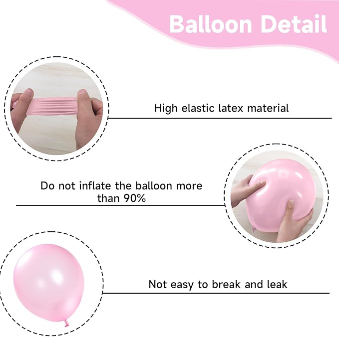 Pink and Silver Balloons, 52 PCS Snowflake Pink and White Balloons, 12 Inch Pink White Silver Pearl Pink Latex Balloons for Girl Baby Shower Birthday Bridal Wedding Party Decorations