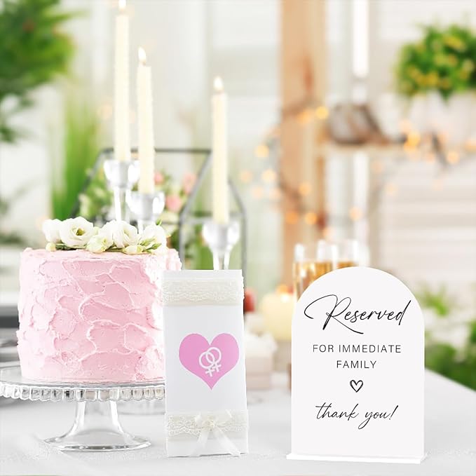 Acrylic Wedding Sign Wedding Signs for Ceremony Reserved for Immediate Family Sign for Wedding, Modern Calligraphy Arch Acrylic Table Top Sign for Wedding Reception and Event Party Table(white）