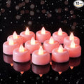 Amagic 12 Pack Pink Flameless LED Tea Lights Candles Battery Operated, Electric Fake Tealight Candles for Votive, Wedding, Table Centerpiece, Theme Party, Aniversary, Proposal, Christmas, Pink Base