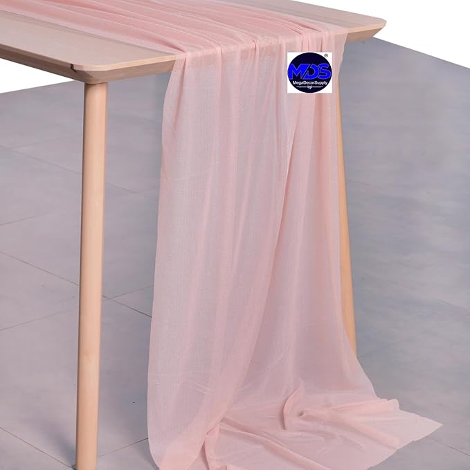 MDS Halloween Chiffon Table Runner - 20 Pack, 29 x 170 Inches, 14ft Each - Sheer Spooky Table Runners for Haunted House Parties, Trick-or-Treat Tables, Witchy Décor, Wedding & Events - Dusty Rose