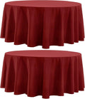 Round Tablecloth 120 Inch Tablecloth 2 Pack Red Table Cloths Washable Decorative Linen Polyester TableClothes Cover for Dining Table Banquets Buffet Parties and Wedding