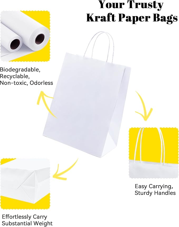 BAG BOX Gift Bags Paper Bags with Handles,Kraft Paper Shopping Bags For Small Business Small Gift Bag with Handles for Grocery Birthday Party Supplies