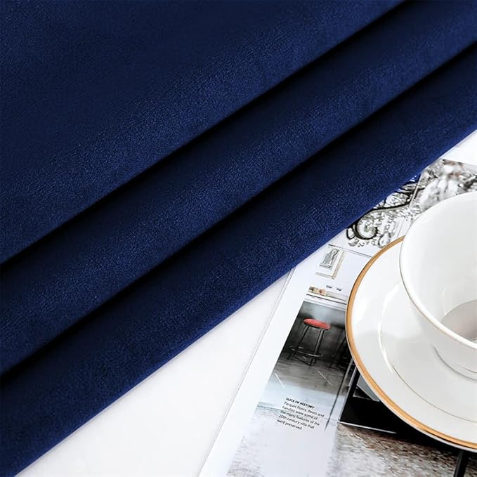 F-CHU Blue Tablecloth Thickset Velvet Tablecloth with Beautiful Gold Tassels Vintage Table Cloth for Home Decor Wedding, Party, Banquet and Events 60x60-Inch