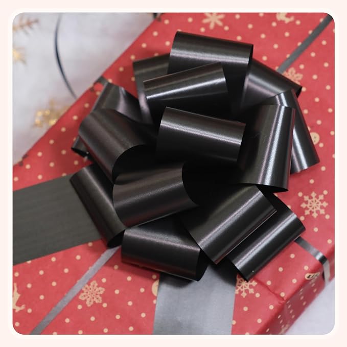 12 PCS 6 Inch Black Pull Bows - Perfect for Gift Wrapping, Wedding Decor, Car Bows, Birthday Parties, Christmas and Valentine's Day