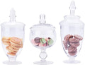 Glass Apothecary Jars with Lids, Small Storage Containers, Set of 3 Wide Mouth Storage Candy Jar Decorative Candy Buffet Organizer Canisters Elegant Kitchen