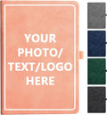 Personalized Notebook Custom Journal Notebook PU Leather A5 Can Customized with Logo/Text/Image- 192 Lined Pages 8.3 x 5.9 Inch, Pen Loop, Elastic Band, Pink Hardcover