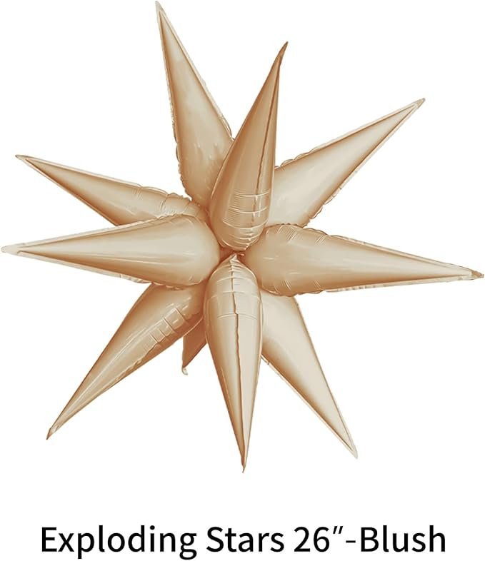 3pcs 26inch caramel Star foil balloons.blush Explosion Star burst star balloon-Spike cone balloon for birthday party decorations,wedding,Bachelor party