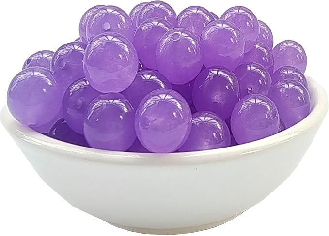 Stone Beads 10mm 60pcs Light Purple Chalcedony Beads Round Loose Gemstones Beads for Bracelet Necklace Jewelry Making (10mm, 61029 Light Purple Chalcedony)