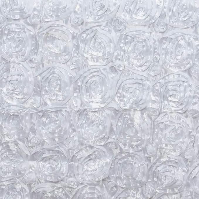 Efavormart 90"x156" Wholesale Rectangle Table Cover White Grandiose Rosette 3D Satin Tablecloth for Wedding Party Event Decoration
