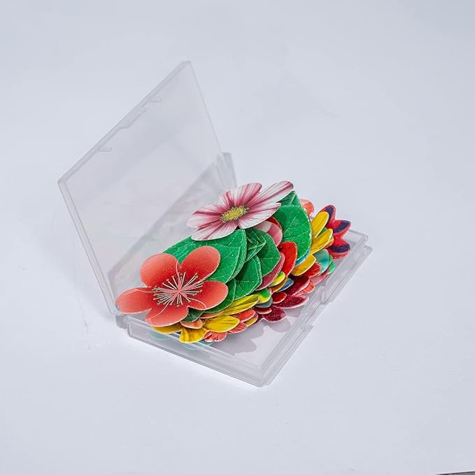 Edible Flowers Edible leaves 55pcs Wafer Paper Cake Cupcake Toppers for Decorating Rice Paper Flower Food Decorations for Baking Girl Birthday Party Mix Size Color (35flowers+20lesaves)