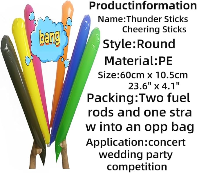 40pcs Round headTeam Spirit Boom Sticks Thunder Sticks Cheering Sticks Team Spirit Plastic Cheerleading Spirit Stick Clapper Inflatable Noise Maker Sports Supply (Orange)