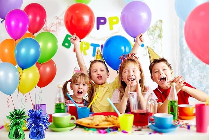 Metallic Balloon Weights, Birthday Party Favors, Novelty and Gag Gifts, 5.5" Inches, 6-Pack (White)