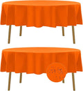 Fokitut 2 Pack Waterproof Round Tablecloth, 60 Inch, Stain Resistant and Wrinkle Polyester Table Cloth, Fabric Table Cover for Kitchen Dining, Wedding, Party, Holiday Dinner-Orange