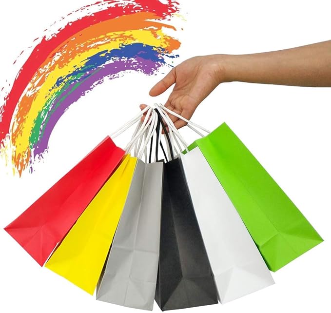 25 PCS Small Gift Bags Blush Pink Kraft Paper Bag with Handles for Party Favors (8.2 x 6 x 3.1 In)