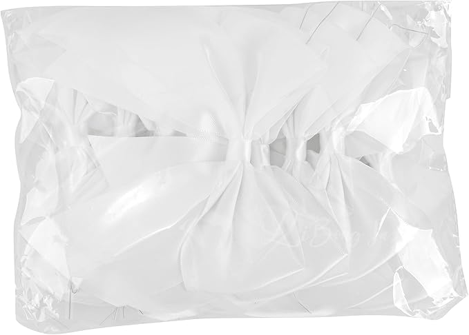 4.5" Satin Ribbon White Bows for Gift Wrapping, Twist Tie Bows, Cute Bows for Crafts, Party Favors, Premade Bows Pre-Tied Decorative Bows for Flower Bouquets Candy Apple Bows-24 Counts